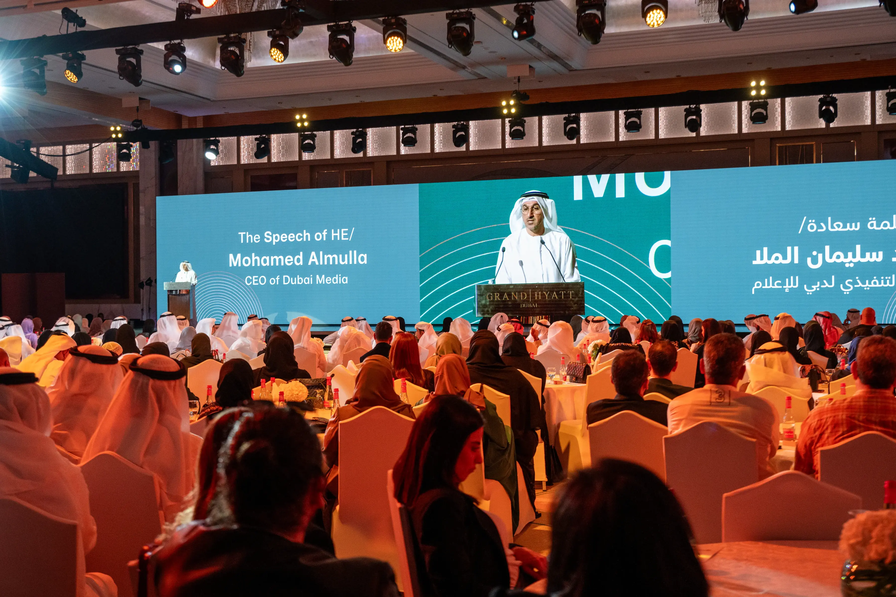 The event was designed to be an engaging and immersive experience, blending technology, entertainment, and creativity to celebrate Dubai Media's corporate culture. A sleek LED stage served as the focal point, complemented by interactive installations such as an AI-powered photobooth, mosaic photobooth, and LED flooring. Live entertainment and a curated art gallery added depth, ensuring a dynamic and memorable atmosphere.